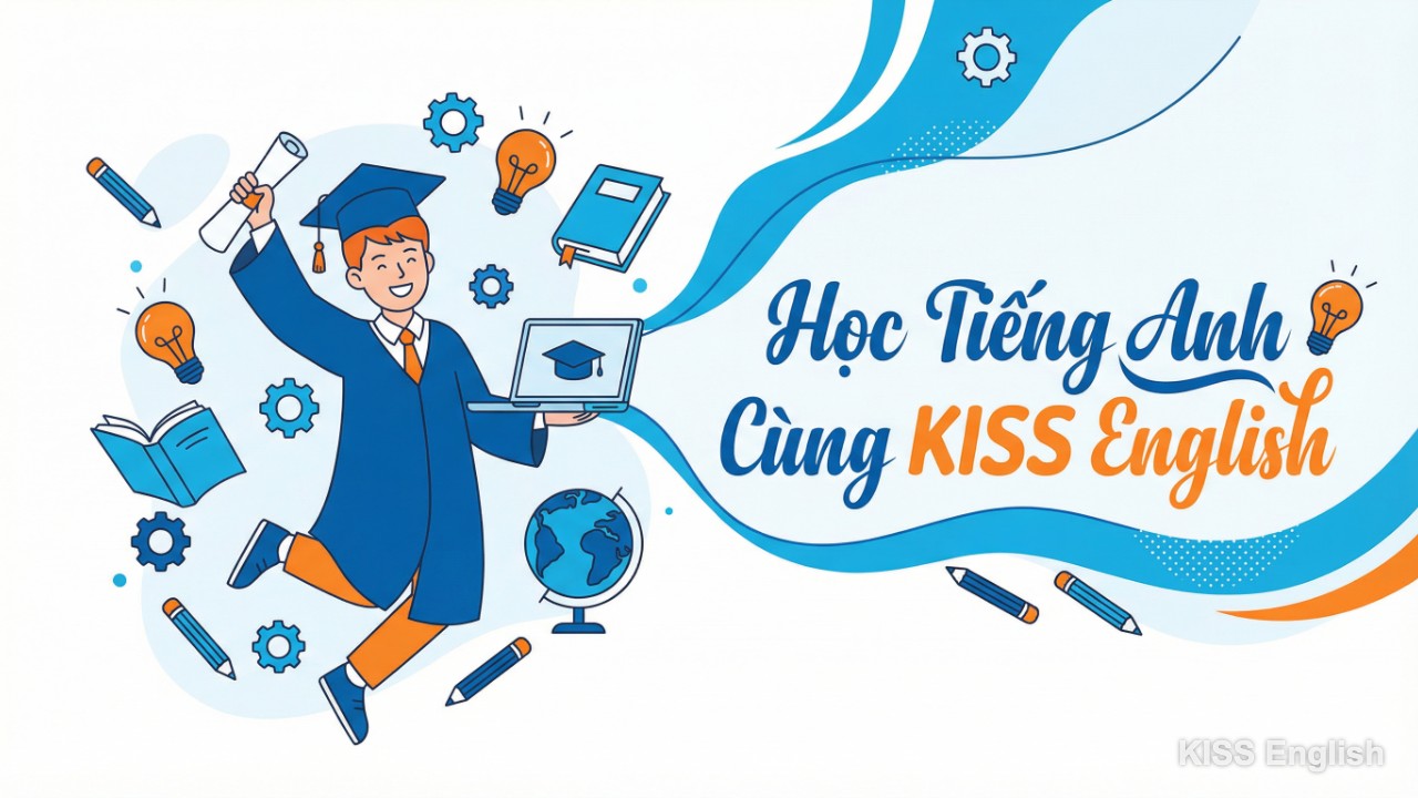 Học viên thành công rạng rỡ sau khi hoàn thành lộ trình học tại KISS English, biểu hiện sự tự tin và tiến bộ vượt bậc