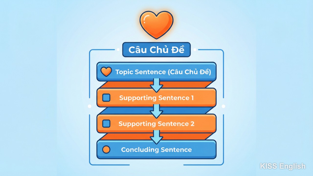 Hình ảnh minh họa cấu trúc câu chủ đề (Topic Sentence) trong đoạn văn tiếng Anh