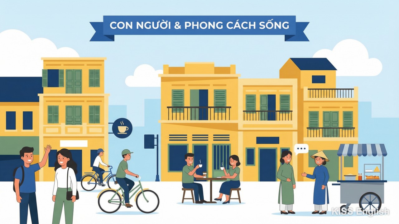 Người dân Hà Nội thân thiện, hiếu khách trong không gian phố cổ, minh họa cho lối sống văn minh và thanh lịch.