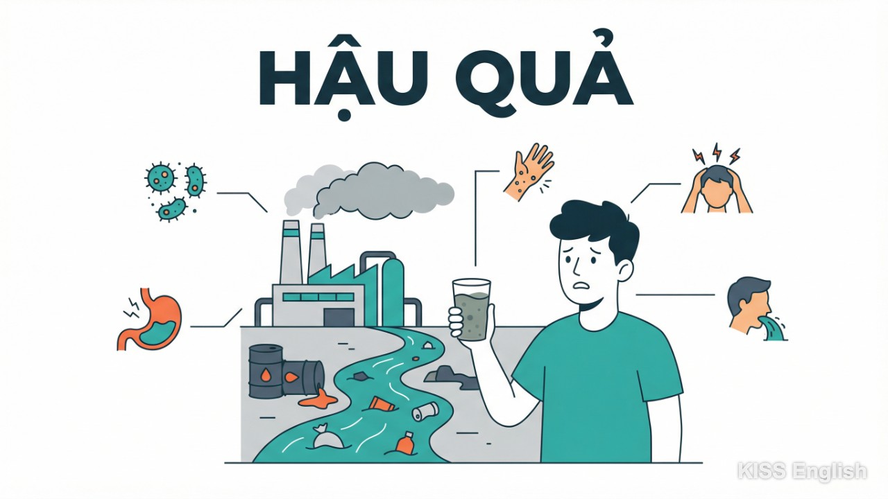 Người dân sử dụng nguồn nước bị ô nhiễm, minh họa nguy cơ bệnh tật từ nước bẩn và hậu quả đối với sức khỏe