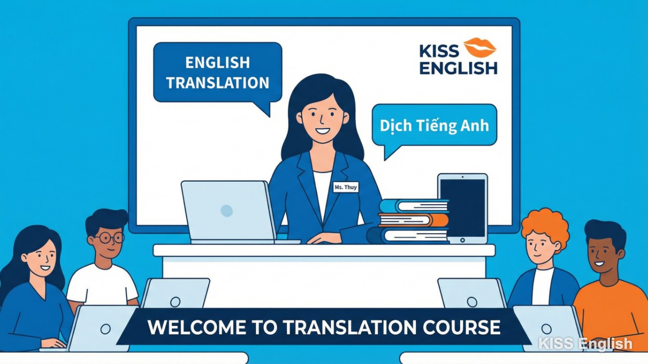 Ms. Thủy giảng dạy khóa học luyện dịch tiếng Anh cơ bản tại KISS English