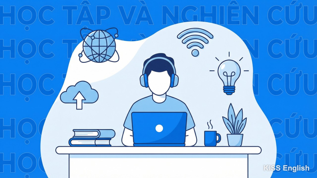 Học sinh học trực tuyến với máy tính và sách vở, thể hiện lợi ích giáo dục của Internet