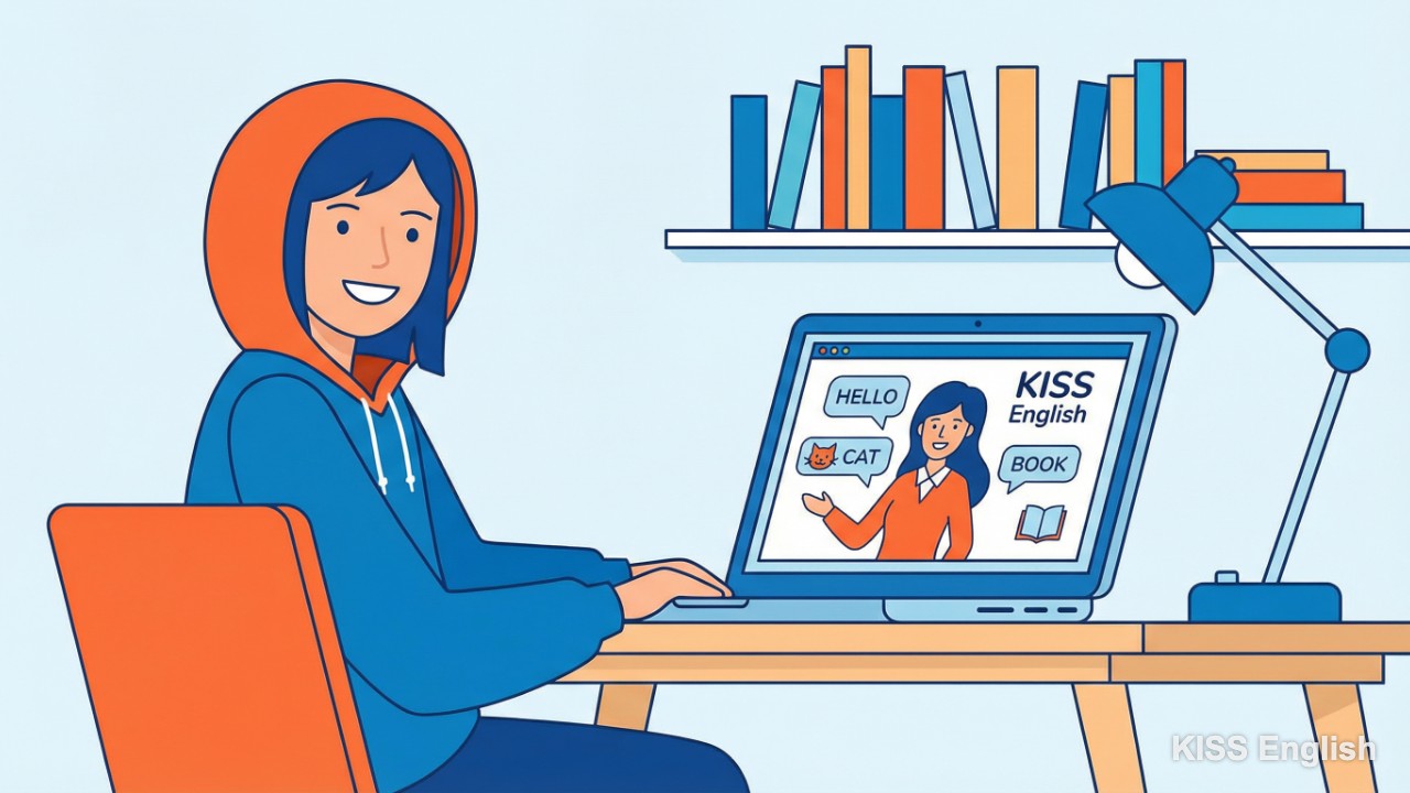Học sinh lớp 9 vui vẻ tham gia khóa học tiếng Anh online tại KISS English, minh họa môi trường học tập hiện đại và hiệu quả