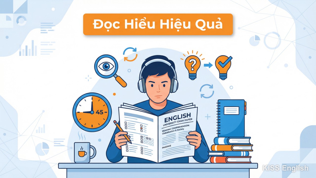 Học sinh luyện kỹ năng đọc hiểu tiếng Anh cho kỳ thi đại học với bài đọc và câu hỏi trắc nghiệm