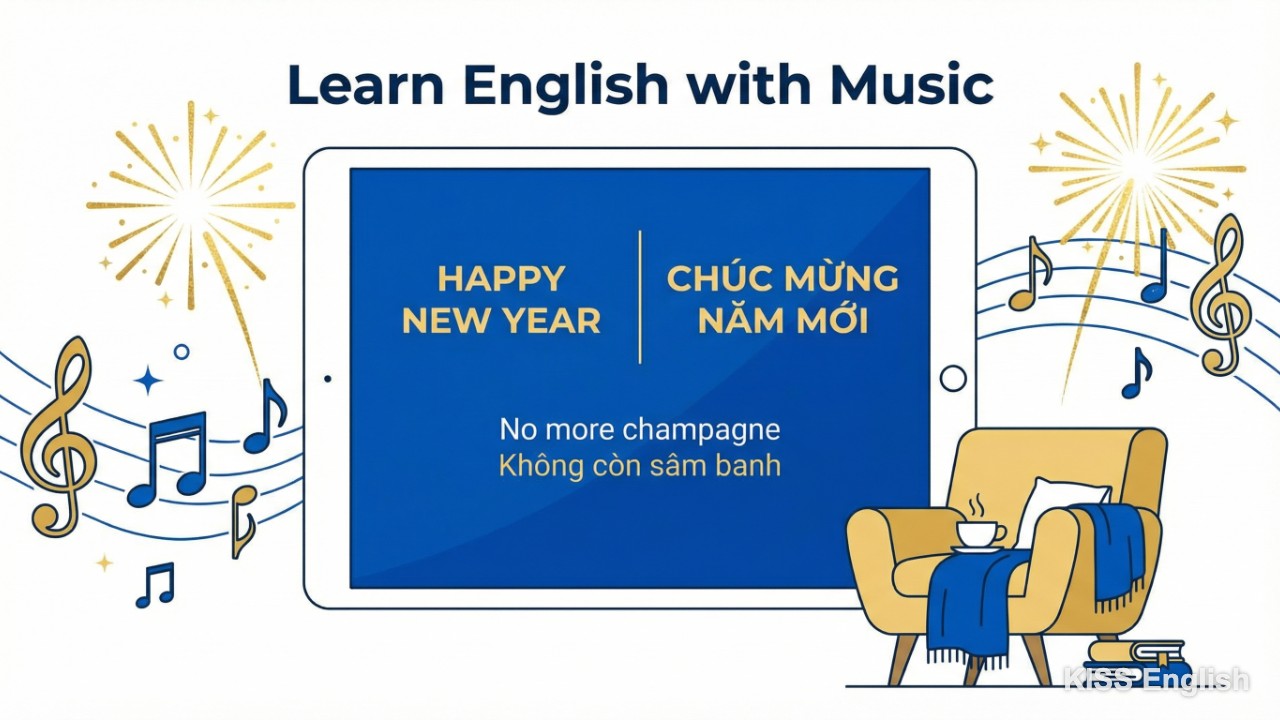 Bảng lời bài hát Happy New Year song ngữ Anh Việt chi tiết, hỗ trợ học tiếng Anh qua bài hát
