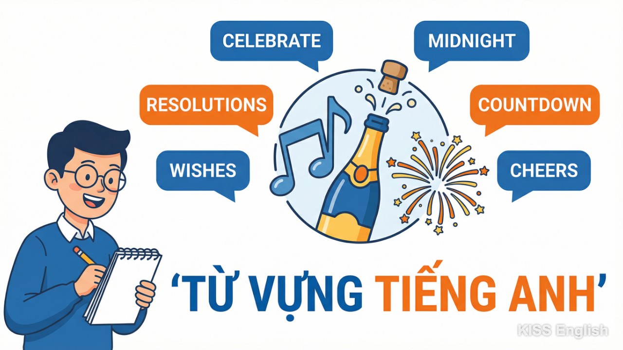 Học từ vựng tiếng Anh qua bài hát Happy New Year với ví dụ minh họa sinh động giúp tăng khả năng ghi nhớ qua ngữ cảnh âm nhạc.