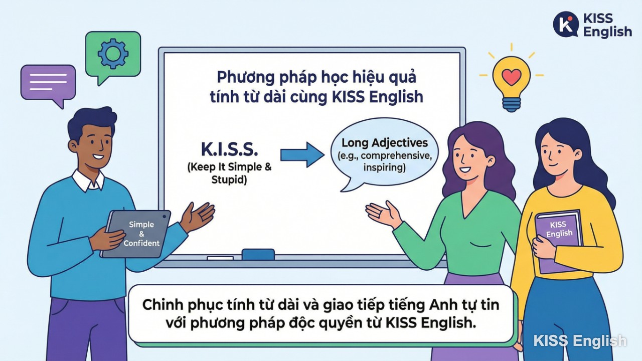 Học viên KISS English đang tương tác trong môi trường học tập năng động, áp dụng phương pháp Keep It Simple & Stupid