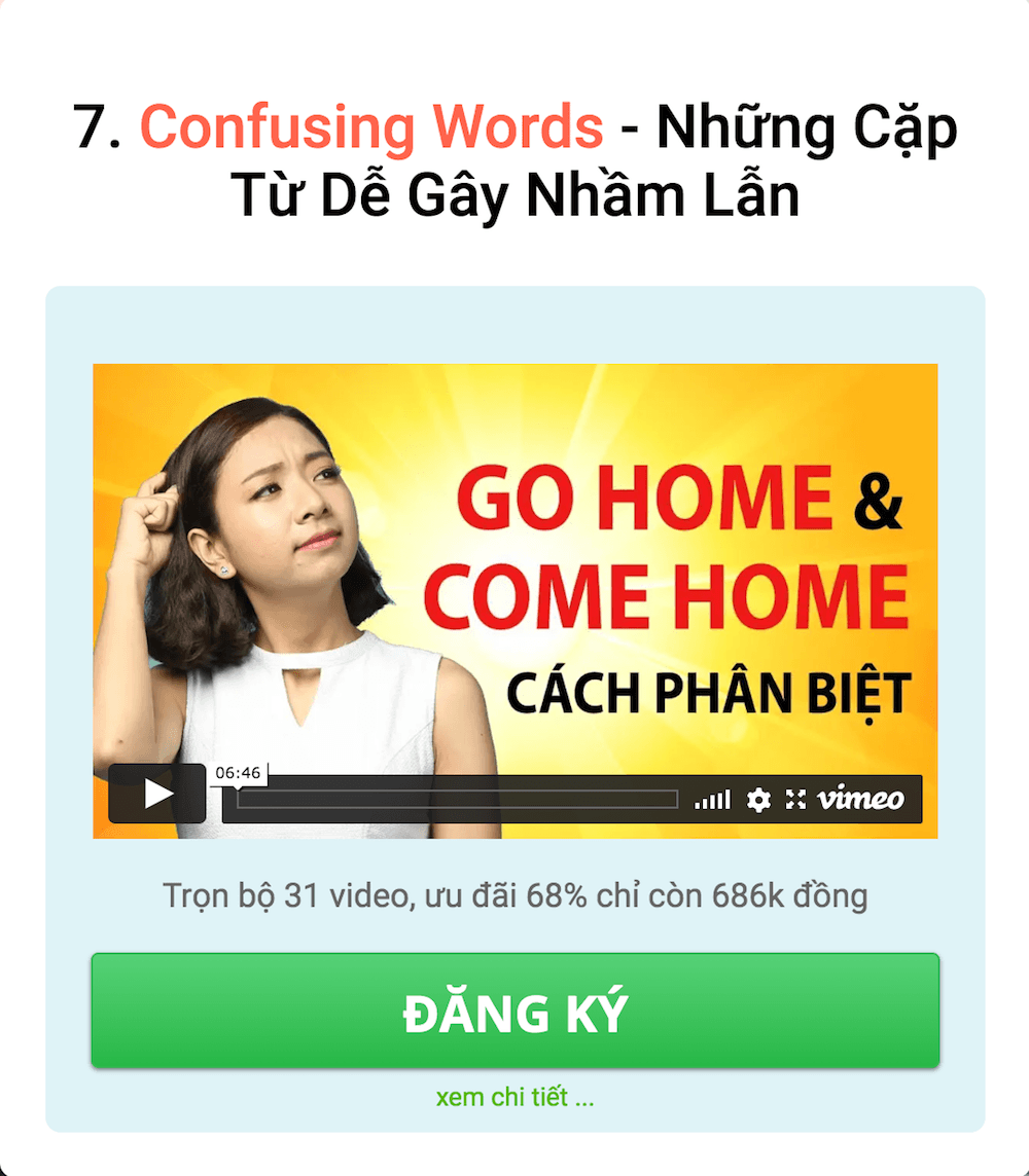 Khóa Phân Biệt Cặp Từ Dễ Gây Nhầm Lẫn