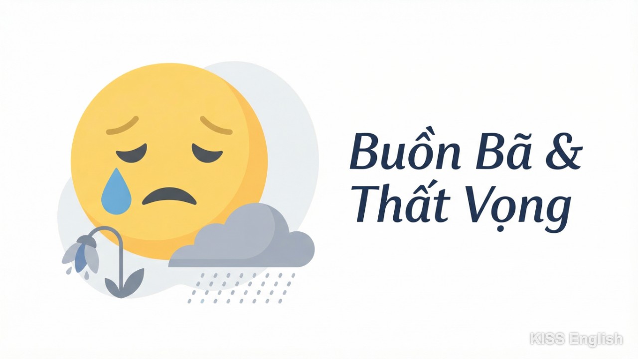 Biểu tượng cảm xúc emoji khuôn mặt buồn bã và giọt nước mắt thể hiện sự thất vọng, giúp người học nhận diện các sắc thái cảm xúc tiêu cực