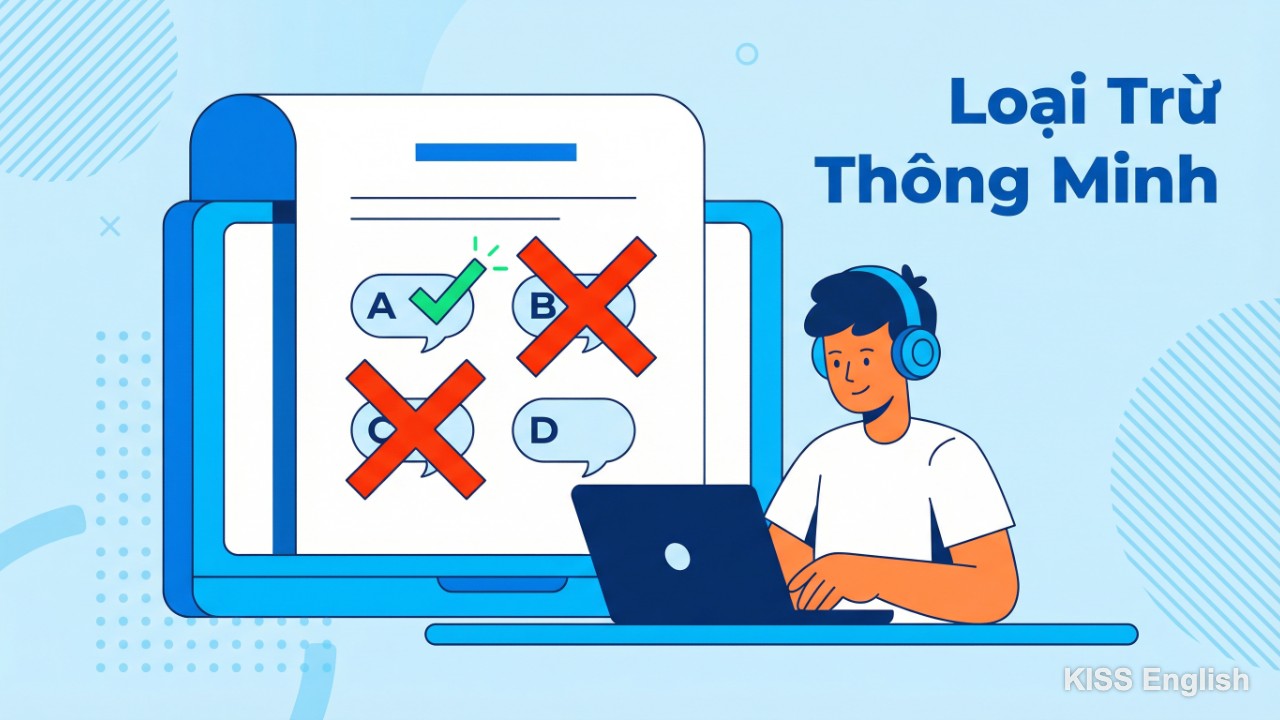 Minh họa phương pháp loại trừ thông minh khi tìm lỗi sai tiếng Anh trong bài thi