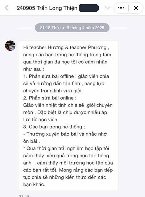 Phản hồi học viên KISS English khóa VIP Coaching
